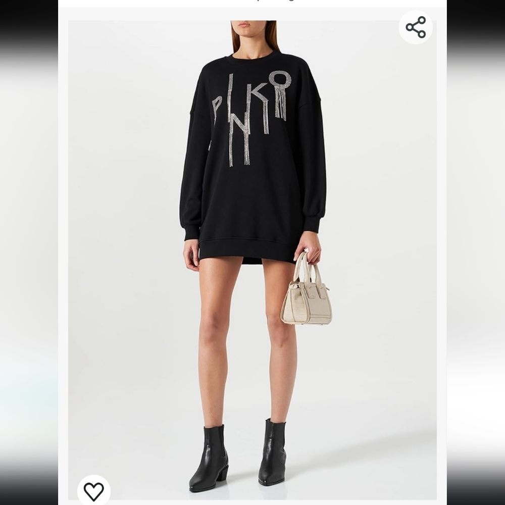 Pinko Bejeweled Crewneck Pullover Sweater. Black. Size XS